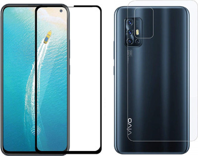 ELEF Front and Back Tempered Glass for Vivo V17 Front 11D Black Border Tempered and Back Flexible 0.3mm Trink(Pack of 2)