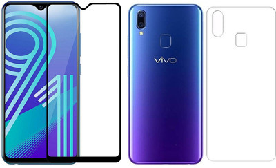 ELEF Front and Back Tempered Glass for Vivo Y91 Front 11D Black Border Tempered and Back Flexible 0.3mm Trink(Pack of 2)