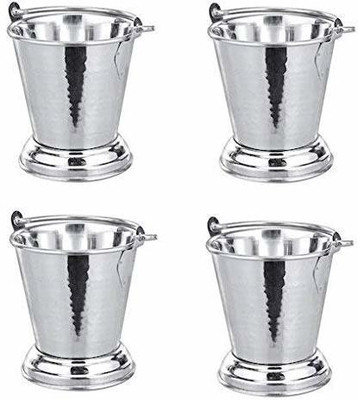 Sonanshi Stainless Steel Pack of 4 Serving Bucket/Balti for Serving Dishes Gravy Bucket Serving Set(Pack of 4)