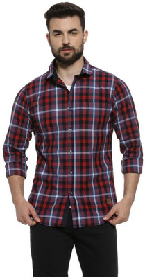 CAMPUS SUTRA Men Checkered Casual Maroon Shirt