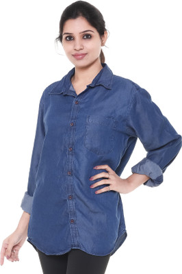 TWIST Women Solid Casual Blue Shirt