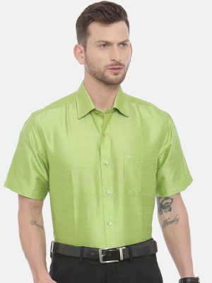 Khoday Williams Men Solid Party Green Shirt