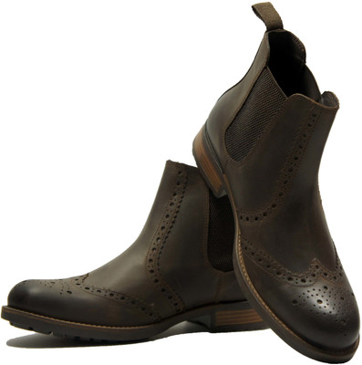 HX London chelsea brogue boots Casuals For Men(Brown , 8)