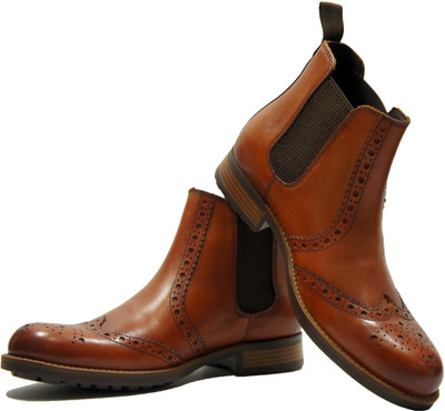 HX London chelsea brogue boots Casuals For Men(Tan , 6)