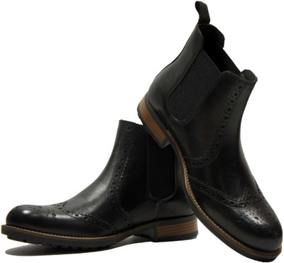 HX London chelsea brogue boots Casuals For Men(Black , 8)
