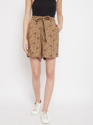 CRIMSOUNE CLUB Printed Women Brown Regular Shorts