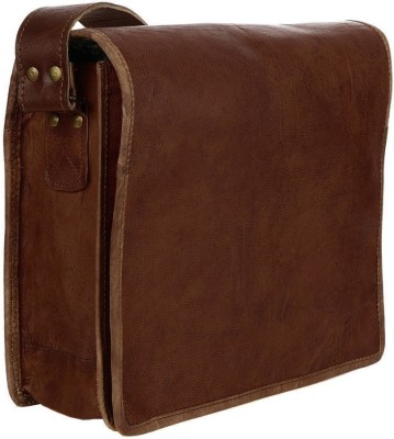 Pranjals House Brown Messenger Bag real leather full flap messenger sling bag