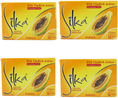 SILKA [Made in Philippines] Whitening Papaya Soap Pack of 4(4 x 135 g)