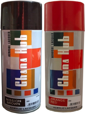 GHANA HUB PREMIUM CUBE DOUBLE BROWN AND ORANGE RED Multicolor Spray Paint 900 ml(Pack of 2)