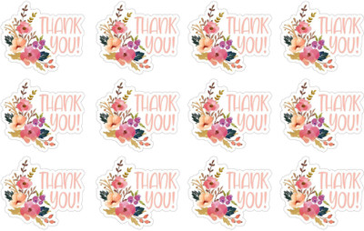 D2C Floral Print Round Label Thank You Sticker/Labels Decorative Sealing Stickers Self Adhesive Paper Label(Multicolor)