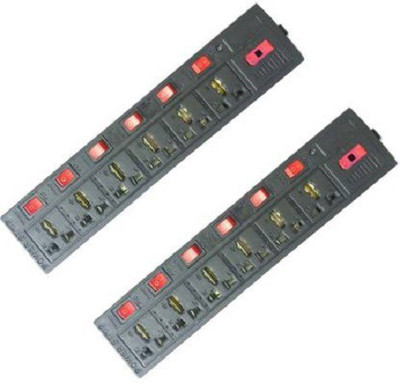 D-DEVOX 6 SHOCKET PLUS 6 SWITCH EXTENSION CORD WITH LED INDICATOR 6AMP 3MTR WIRE PACK OF-2 6 Socket Extension Boards (Black) 6  Socket Extension Boards(Black, 3.6 m)