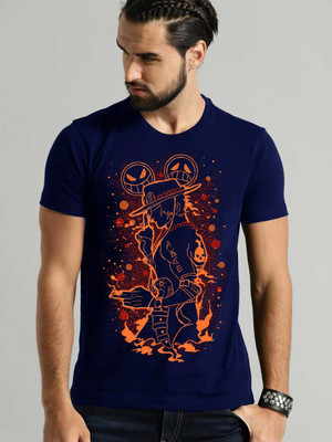 VIKCLIQUE Printed Men Round Neck Blue T-Shirt