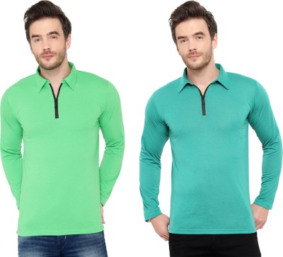Unite Wear Solid Men Polo Neck Green, Light Green T-Shirt