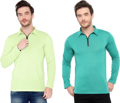 Behemoth Solid Men Polo Neck Green, Light Green T-Shirt