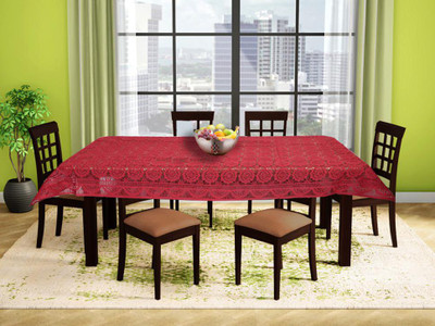 BONA SORT Embroidered 6 Seater Table Cover(Maroon, Cotton)
