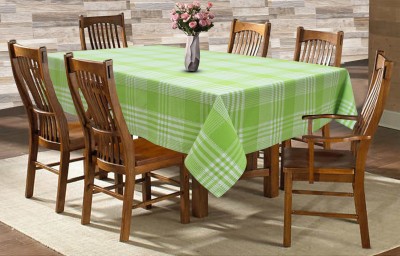 AIRWILL Checkered 6 Seater Table Cover(Green, Cotton)
