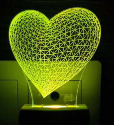 Arus Acrylic Magic Night Lamp 3D Heart Shape Beautiful Illumination Automatic on/Off Smart Sensor for Bedroom with 7 Color LED Changing Light Night Lamp White Night Lamp(12 cm, Multicolor)