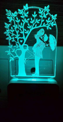Arus Acrylic Couple Propose Tree Magic Night Lamp 3D Beautiful Illumination Automatic on/Off Smart Sensor for Bedroom with 7 Color LED Changing Light Night Lamp White Night Lamp(12 cm, Multicolor)