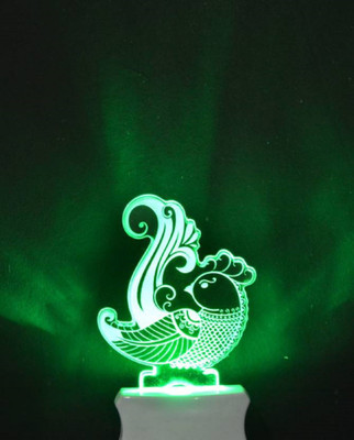 PR Prashant Acrylic Bird Magic Night Lamp 3D Beautiful Illumination Automatic on/Off Smart Sensor for Bedroom with 7 Color LED Changing Light Night Lamp  (12 cm, White) Night Lamp(12 cm, White)