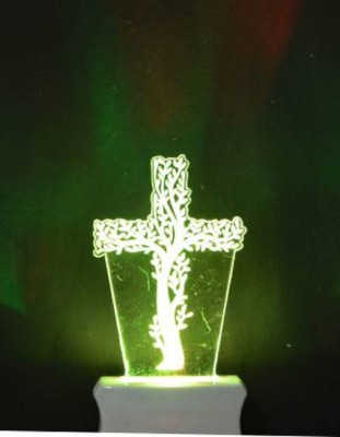 PR Prashant Acrylic Cross Christian Tree Magic Night Lamp 3D Beautiful Illumination Automatic on/Off Smart Sensor for Bedroom with 7 Color LED Changing Light Night Lamp  (12 cm, White) Night Lamp(12 cm, Multicolor)
