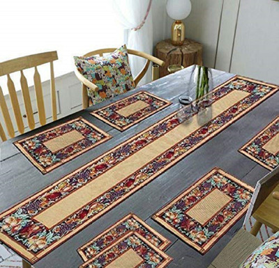 Aaho Décor Rectangular Pack of 7 Table Placemat(Beige, Cotton)
