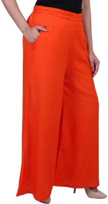 KOMAL FABRIC Flared Women Orange Trousers