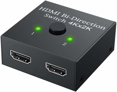 Frackson 2 Port Bi-Directional Manual HDMI Switch 1 in 2 Out Splitter 4K 2K 3D Full HD Media Streaming Device(Black)