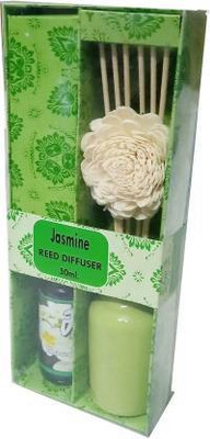 BHARTI TRADERS jashmine Refill Ceramic Aroma Oil Reed Diffuser Gift Set for Home Fragrance, Set | Reed Diffuser Set for ( jasmine Pack of 1) Diffuser Set (50 ml)(50 ml)