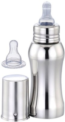 Beautiq Baby Collections Complete Stainless Steel Baby Feeding Bottle 300ml with Extra Nipple - 300 ml(Silver)