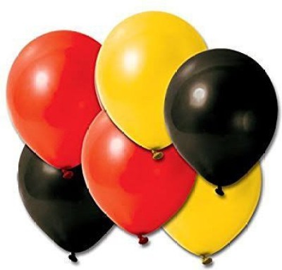 ANVRITI Solid HD Metallic Finish Yellow, Red & Black of 50 Balloons for Birthday Balloon(Yellow, Red, Black, Pack of 50)