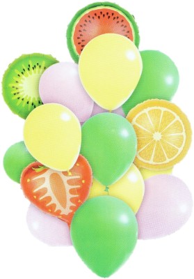 Bash N Splash Printed Fruit Balloon Kiwi Strawberry watermelon lime Balloon Foil with green pink yellow Balloon (pack of 14) Balloon Bouquet(Multicolor, Pack of 14)