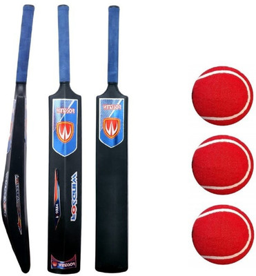 Fitness Kart Plastic Bat Ball , Plastic Bat Size 6 , Plastic Bat With 3 Red Tennis Ball Cricket Kit