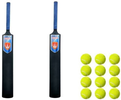Windsor AB Plastic Bat Ball ,2 Plastic Bat Size 6 , Plastic Bat With 12 Tennis Ball Cricket Kit