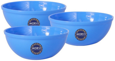 Morvi Plastic Mixing Bowl(Pack of 3, Blue)