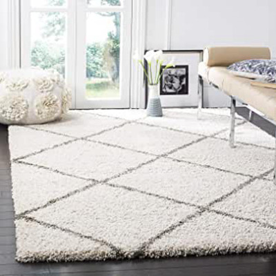 shopgallery White, Grey Polyester Runner(2 ft,  X 3 ft, Rectangle)