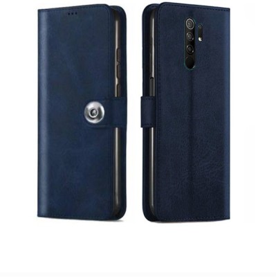 MG Star Flip Cover for Xiaomi Redmi 9 Pime PU Leather Button Case Cover with Card Holder and Magnetic Stand(Blue, Shock Proof, Pack of: 1)
