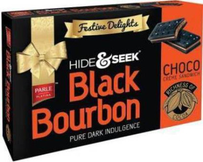 PARLE Hide & Seek Black Bourbon choco. Pure Dark Indulgence Cream Sandwich Biscuit(300 g)