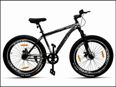 CAYA WARRIOR 26&quot; Water Label Dual Disc, Triple Alloy Rims, Front Shocker 26 T Fat Tyre Cycle  (Single Speed, Black)