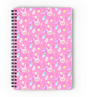 epheriwala Cute Bunny Pattern A5 Diary Unruled 160 Pages(Pink)