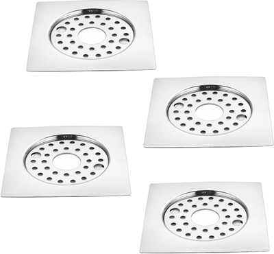 RUHE Floor Stainless Steel Push Down Strainer(15 cm Set of 4)