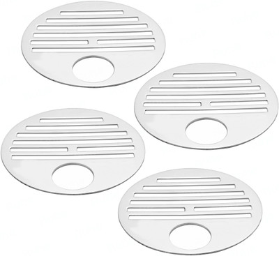 RUHE Floor Stainless Steel Push Down Strainer(10.4 cm Set of 4)