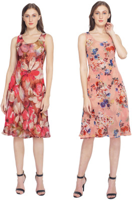 TSM Women A-line Pink Knee Length Dress
