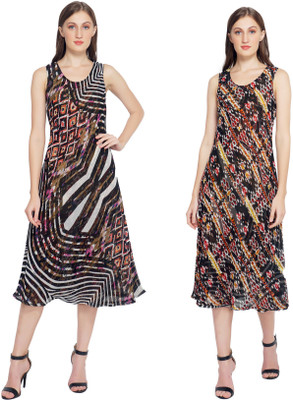 TSM Women A-line Multicolor Below Knee Dress