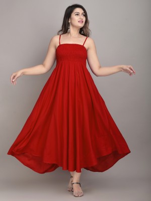 Make my cloth Women Fit and Flare Red Dress