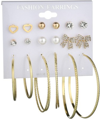 Scintillare by Sukkhi Glossy Gold Plated Hoop & Stud Earring Combo for Women Alloy Hoop Earring, Stud Earring