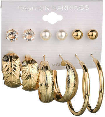 Scintillare by Sukkhi Incredible Gold Plated Hoop & Stud Earring Combo for Women Alloy Hoop Earring