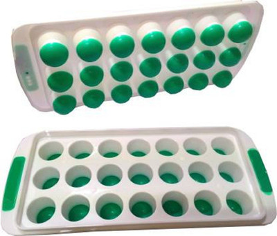 DCENTA UP ICE CUBE TRAY WITH SILICON BOTTOM Green Plastic Ice Cube Tray(Pack of2)