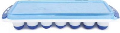 DCENTA ICE CUBE TRAY WITH SILICON BOTTOM Blue, White Plastic Ice Cube Tray(Pack of1)