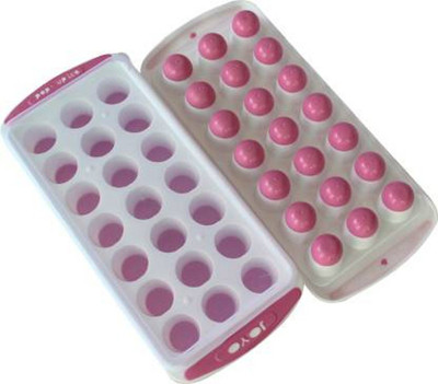 DCENTA Pink Plastic Ice Cube Tray(Pack of2)