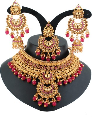 soni craft Alloy Gold-plated Purple Jewellery Set(Pack of 1)